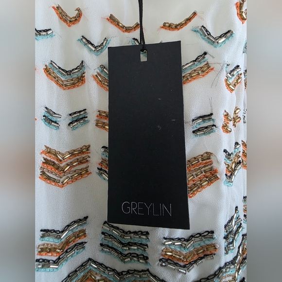 Greylin White Beaded Tank Top Size Small - Picture 4 of 6